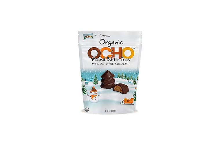 OCHO CANDY ORGANIC PEANUT BUTTER CHOCOLATE CHRISTMAS TREES