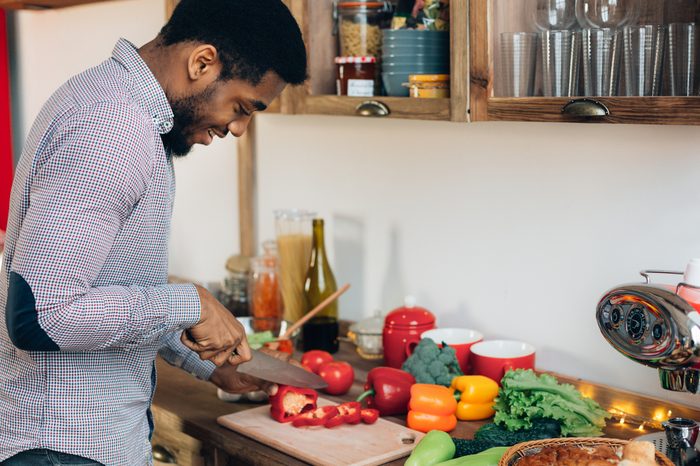 preparing a healthy meal