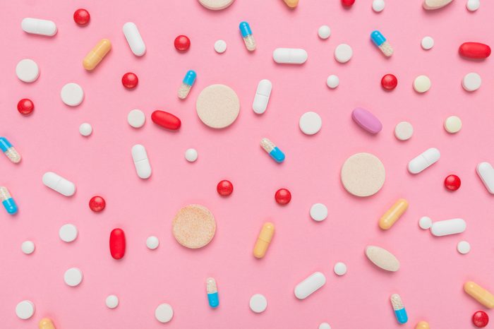 pills on pink background