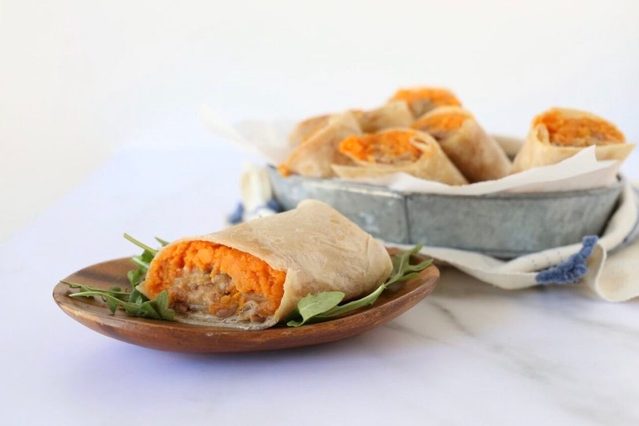 sweet potato and pinto bean burrito