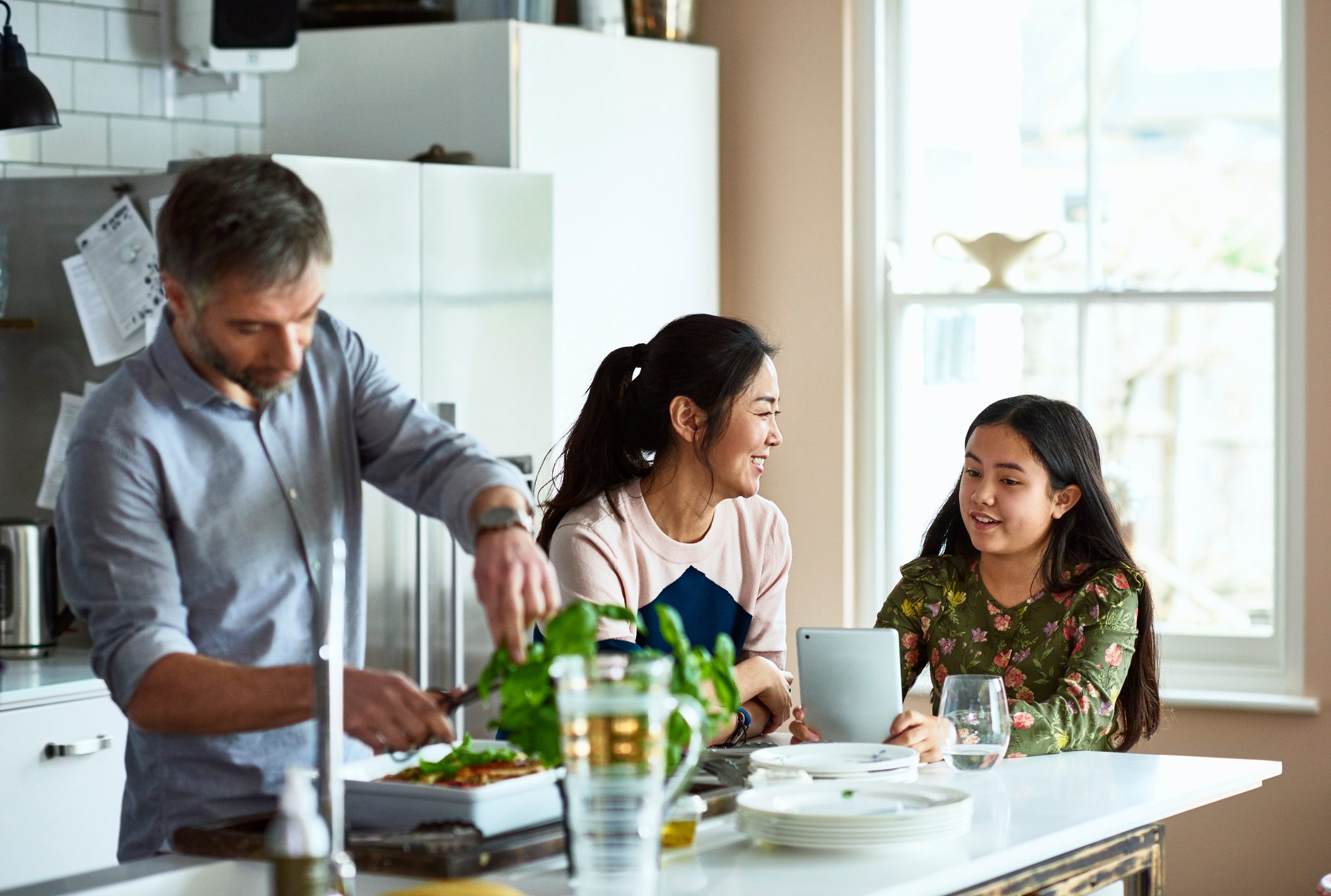 family in the kitchen at home
