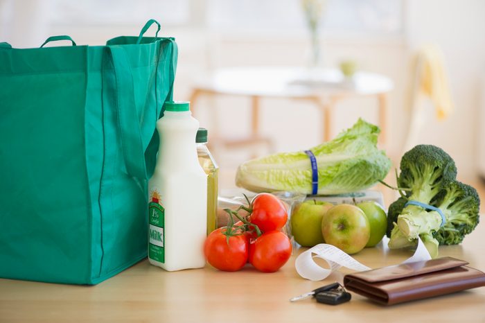 fresh groceries and produce on counter