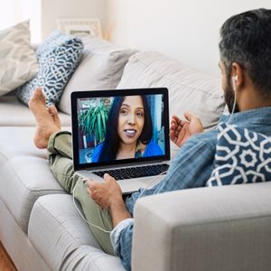 mature couple having a digital date through video call