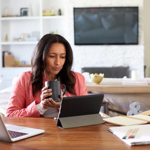 woman working at home