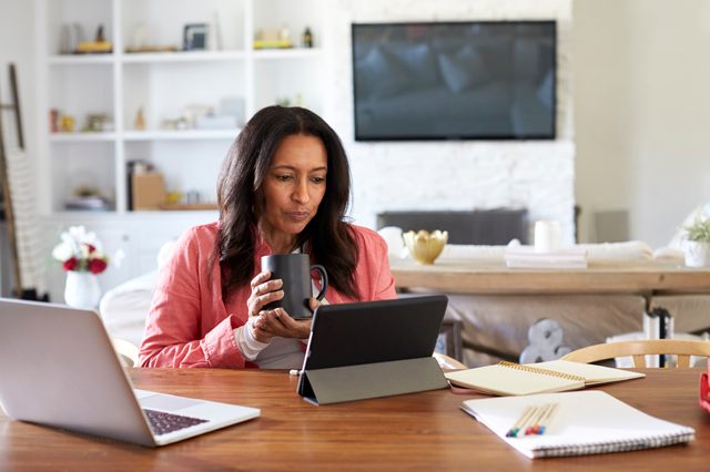 woman working at home