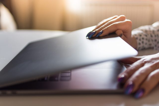 closing laptop at the end of the day