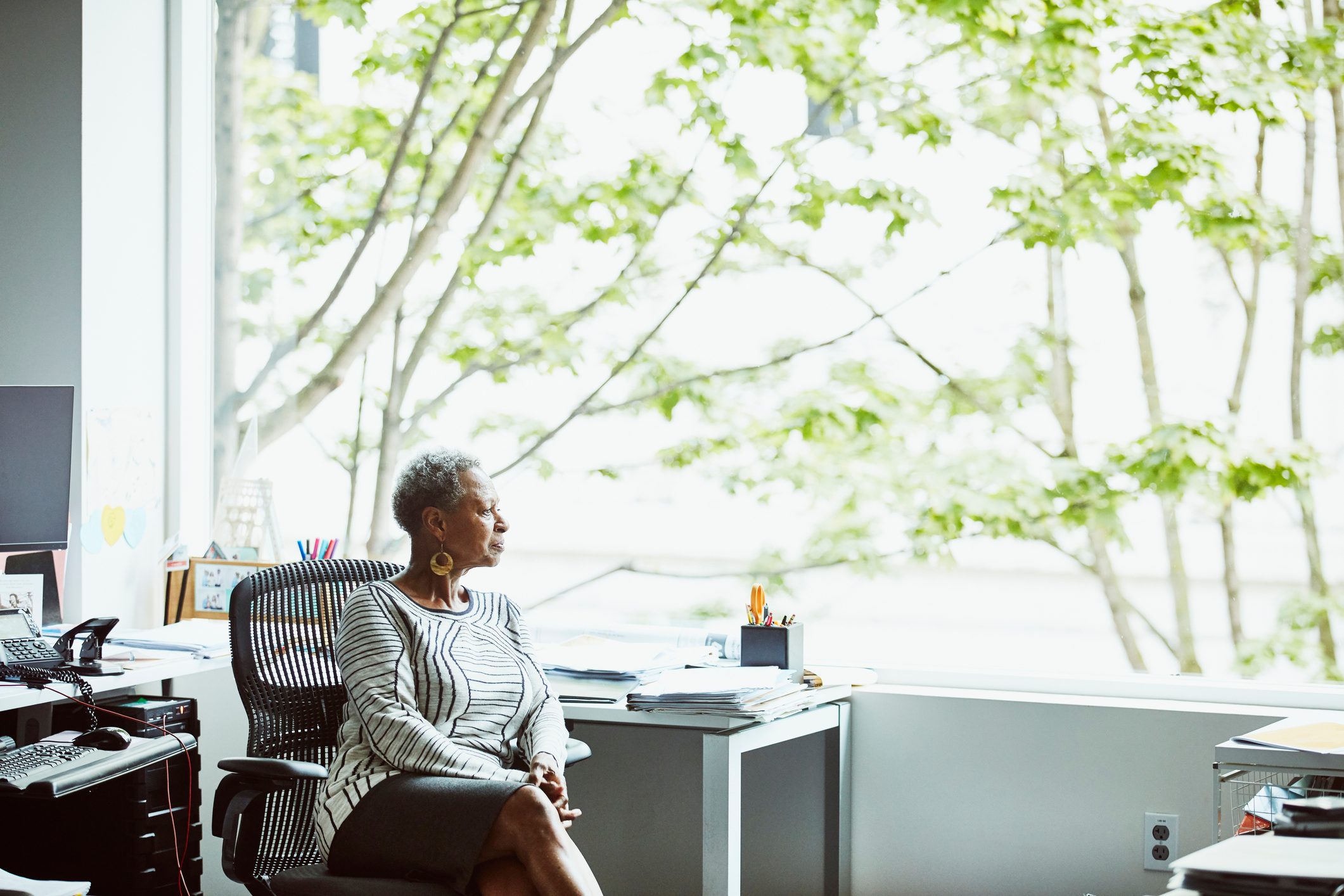 woman sitting at work