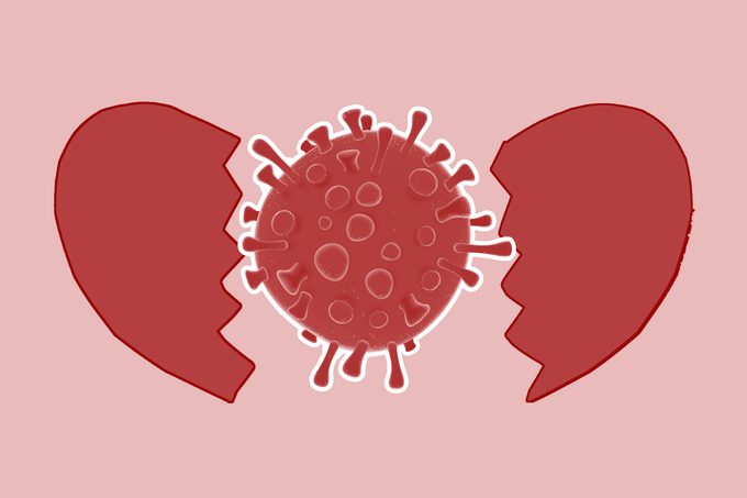 covid-19 and broken heart syndrome concept illustration