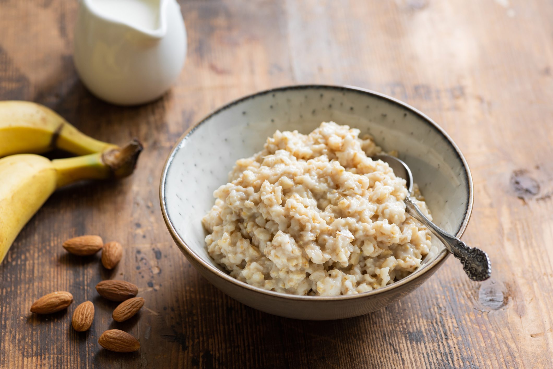 Oatmeal porridge in bowl for healthy breakfast