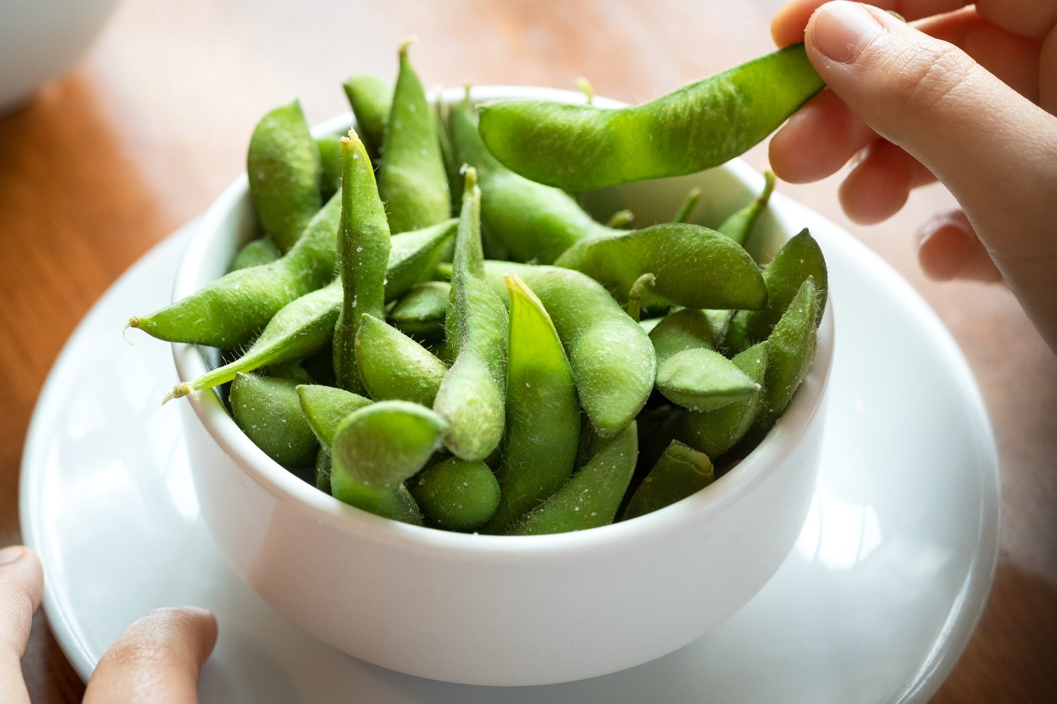 POV, Salted Edamame Beans, Eating Japanese Food by Hand