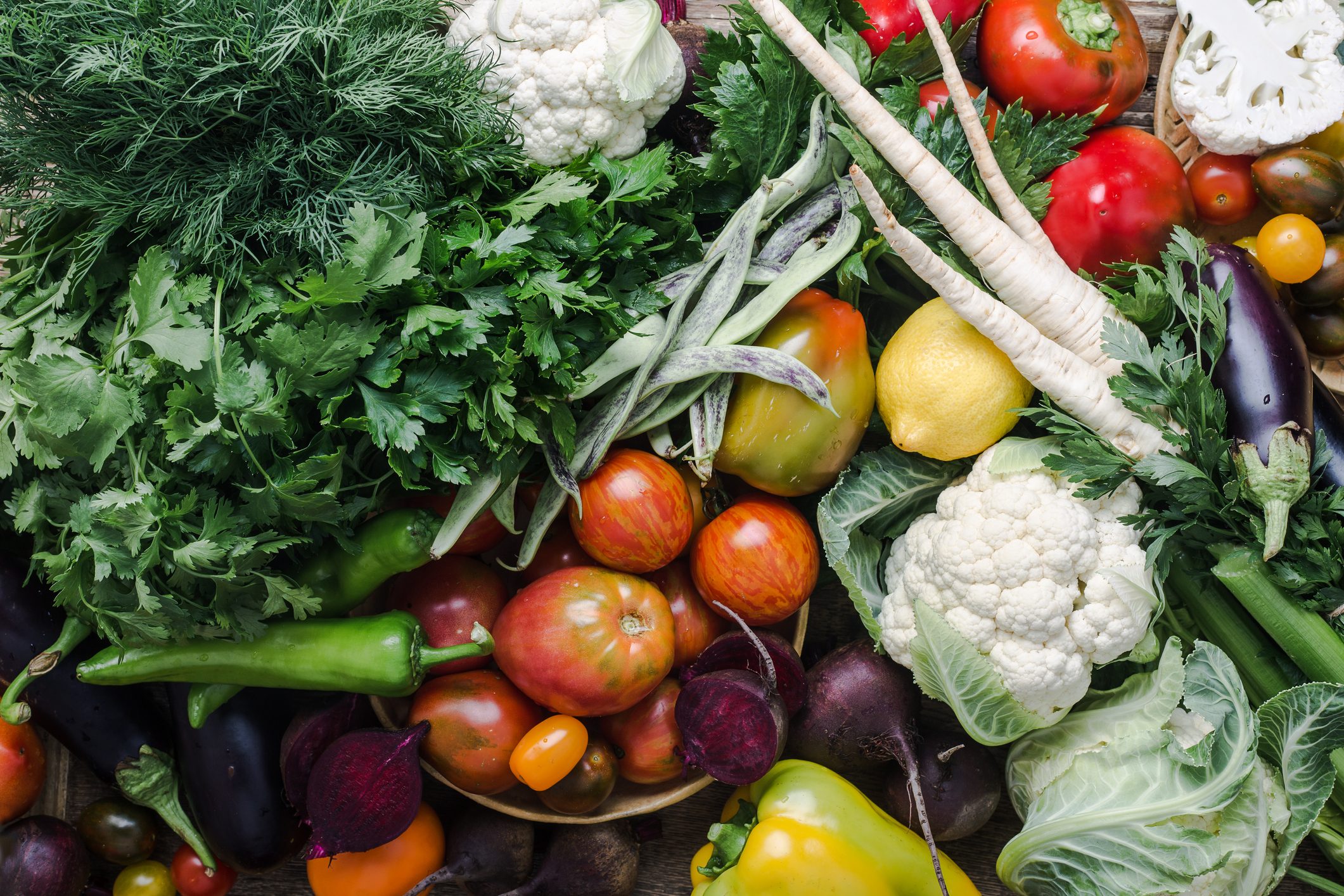 Colorful variety, plant based food, homegrown crop