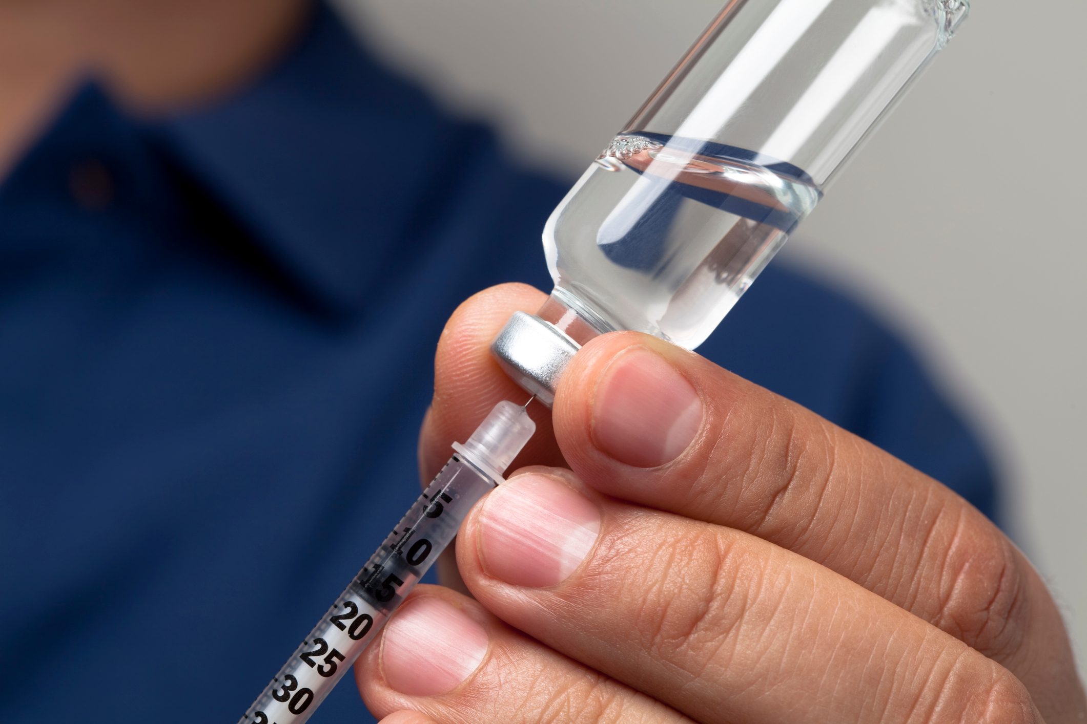 Preparing syringe for insulin shot