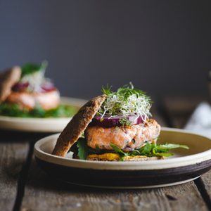 Salmon burgers for lunch