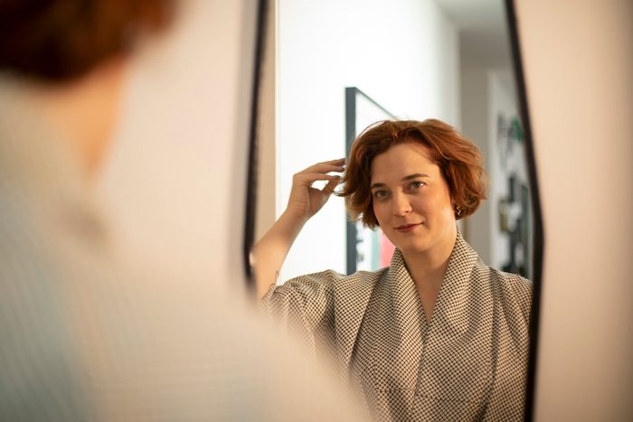 Woman getting ready before going out