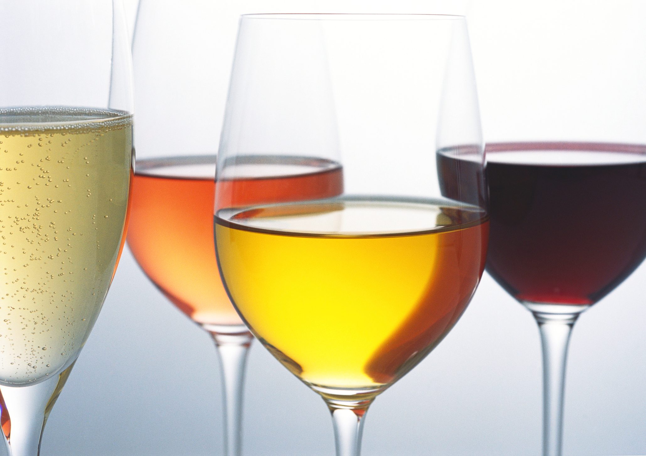 Glasses of various wines