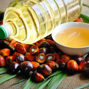 Oil palm fruits with cooking oil