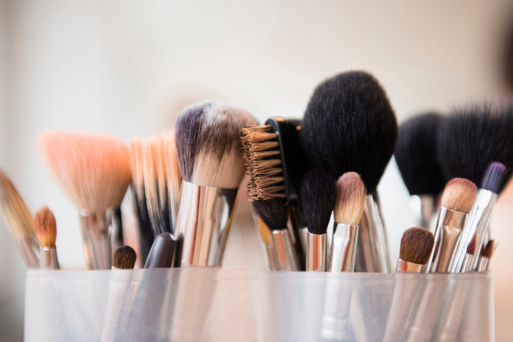 Close up of makeup brushes