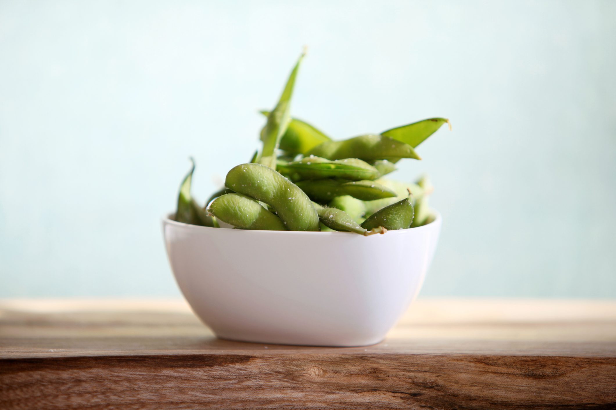 Edamame in a white dish