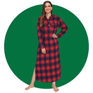Latuza Womens Plaid Flannel Nightgowns