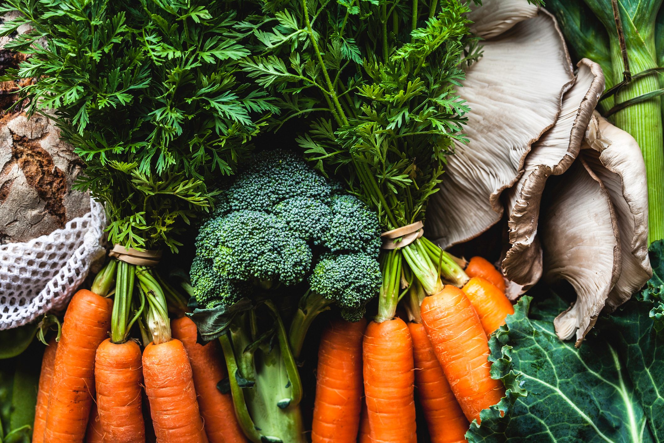 Market Vegetables and Bunches of Carrots