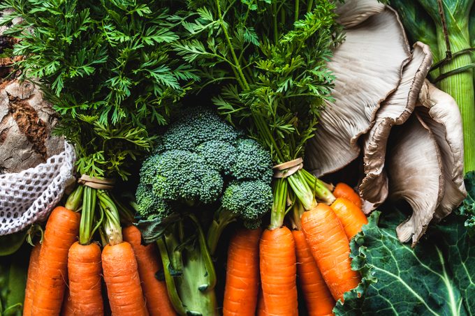 Market Vegetables and Bunches of Carrots