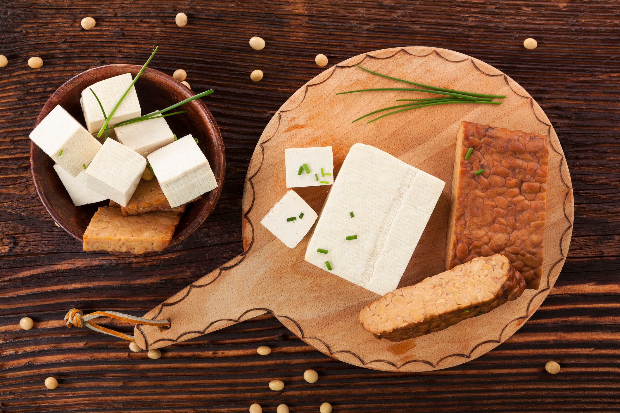 Tofu and tempeh background.