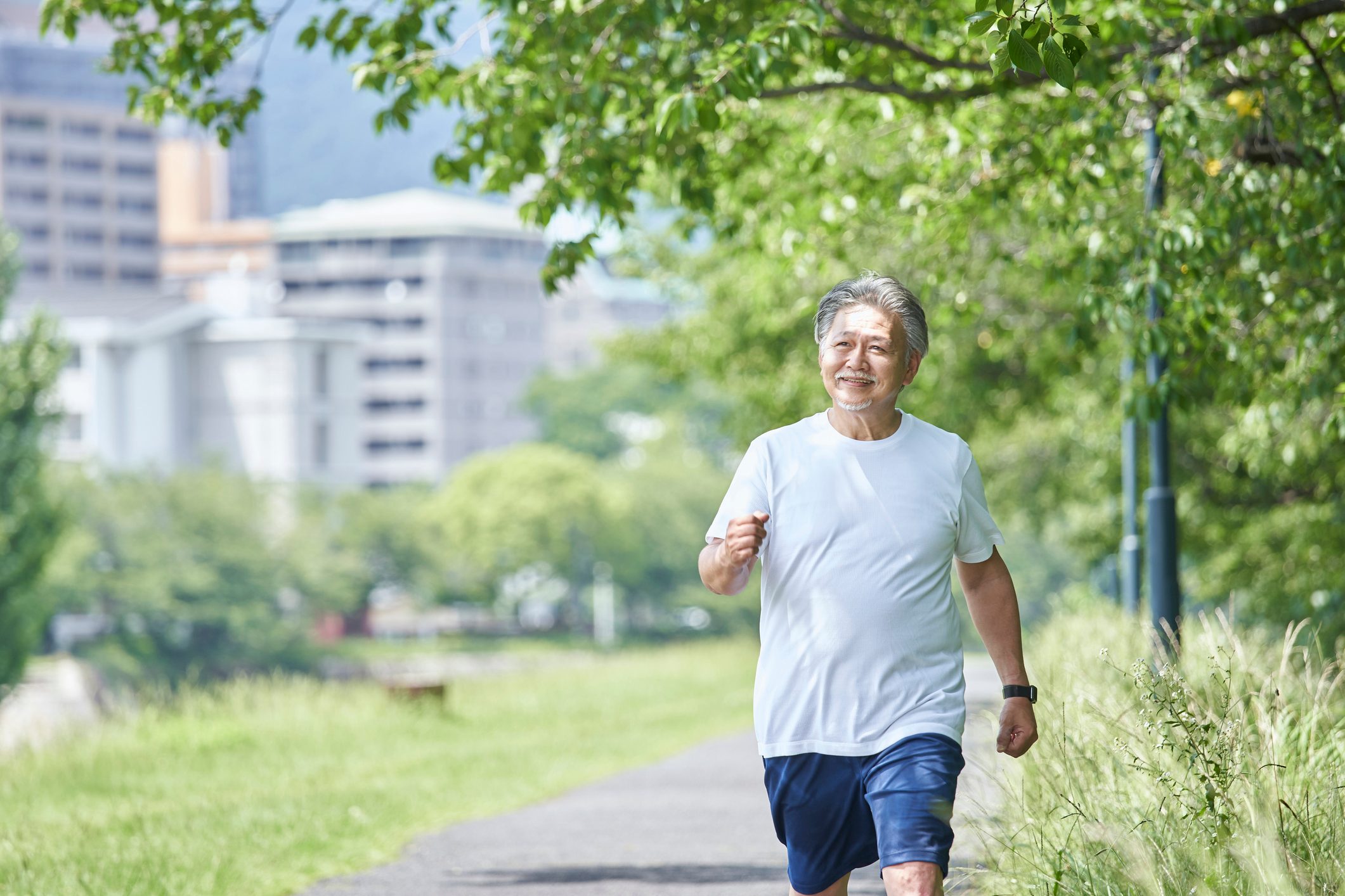 Senior man exercising in the park