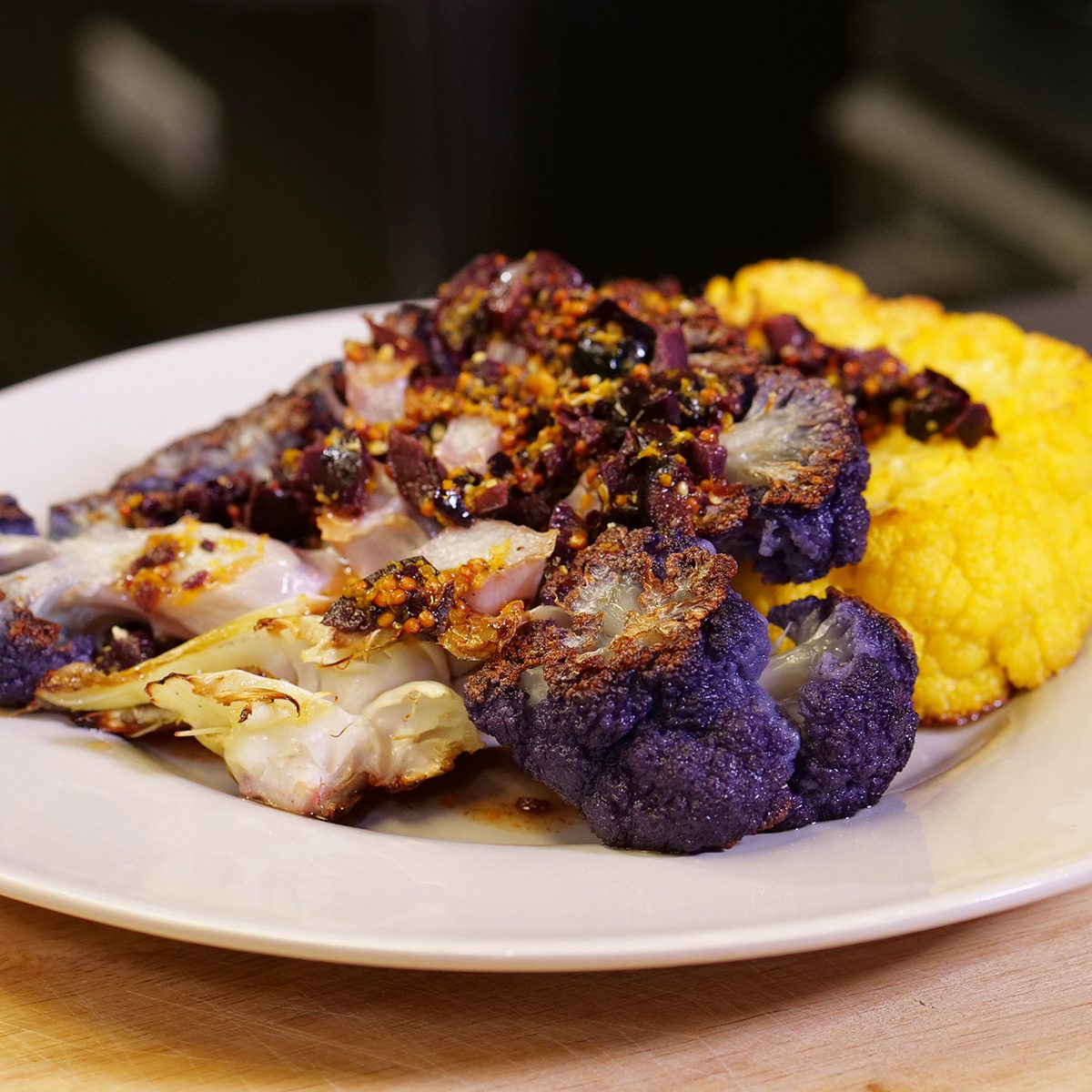 Cauliflower Steak With Orange Olive Sauce