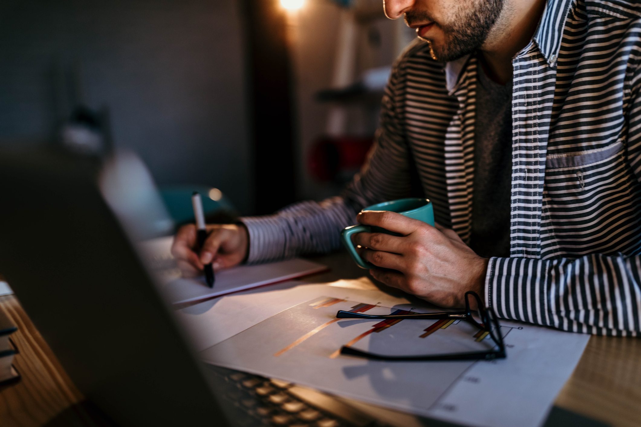 man Working late in the office
