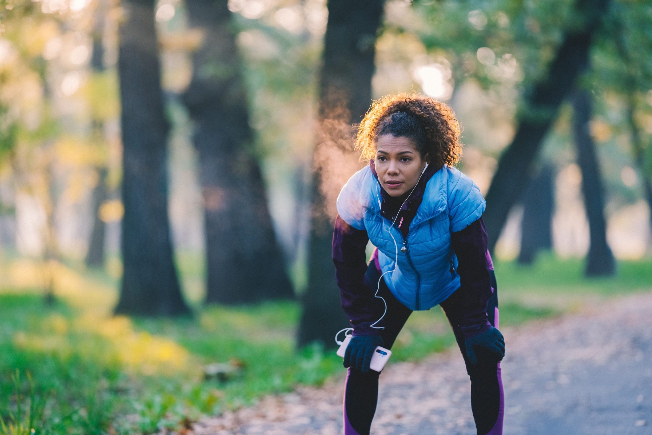 Woman sports training in the park