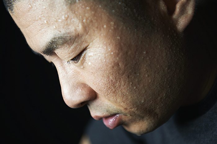 man covered in sweat