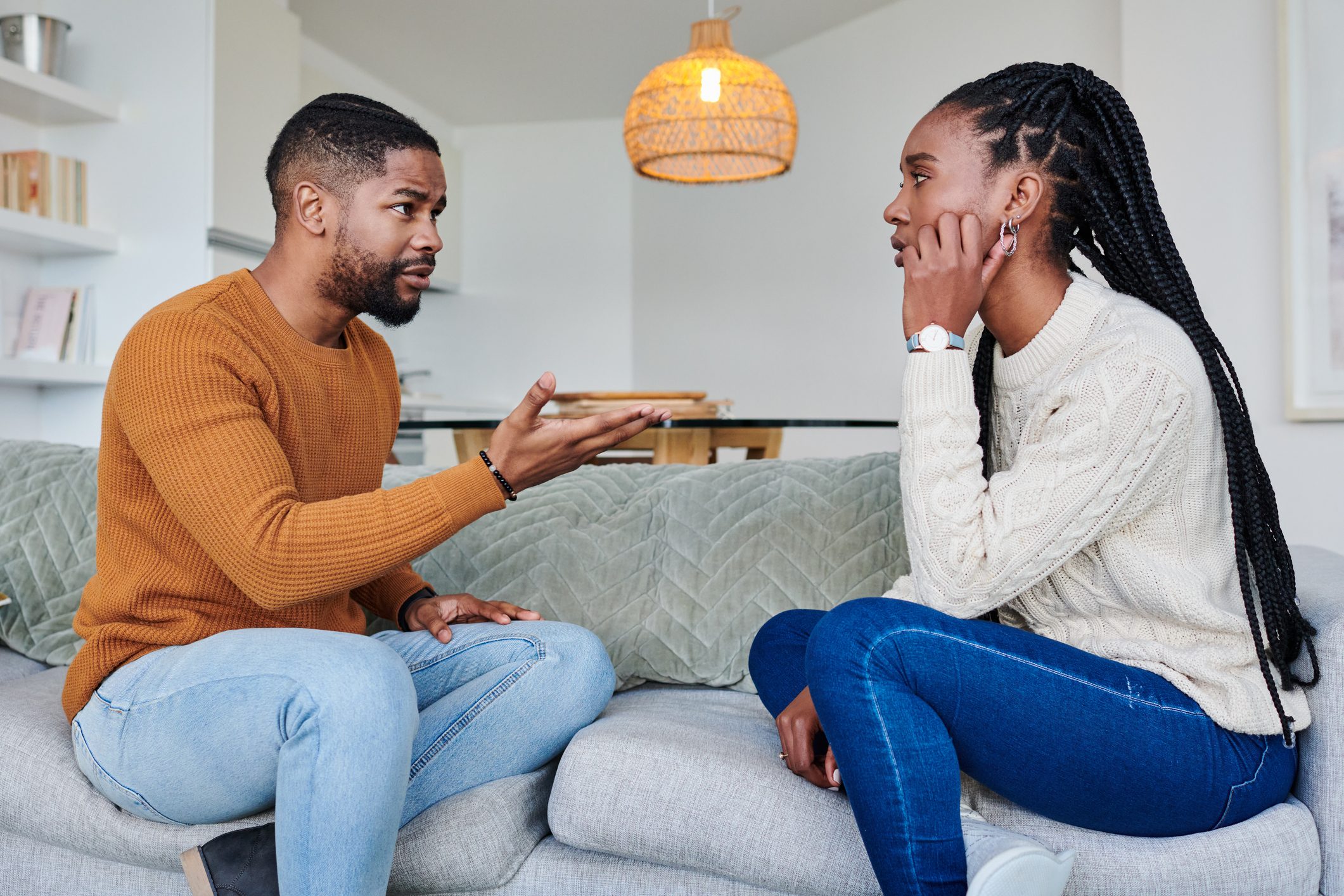 Shot of a young couple having an argument at home