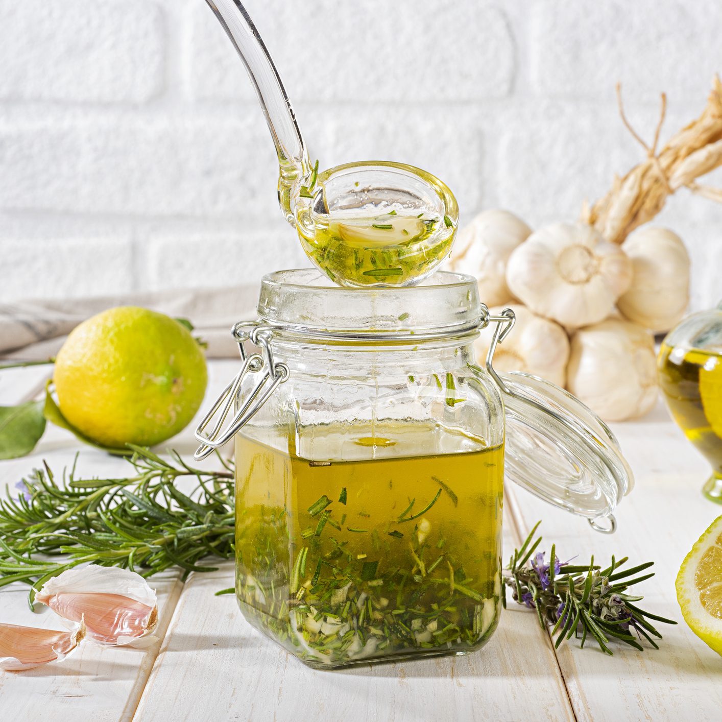 Fresh Homemade Salad Dressing with Rosemary, Lemon and Garlic