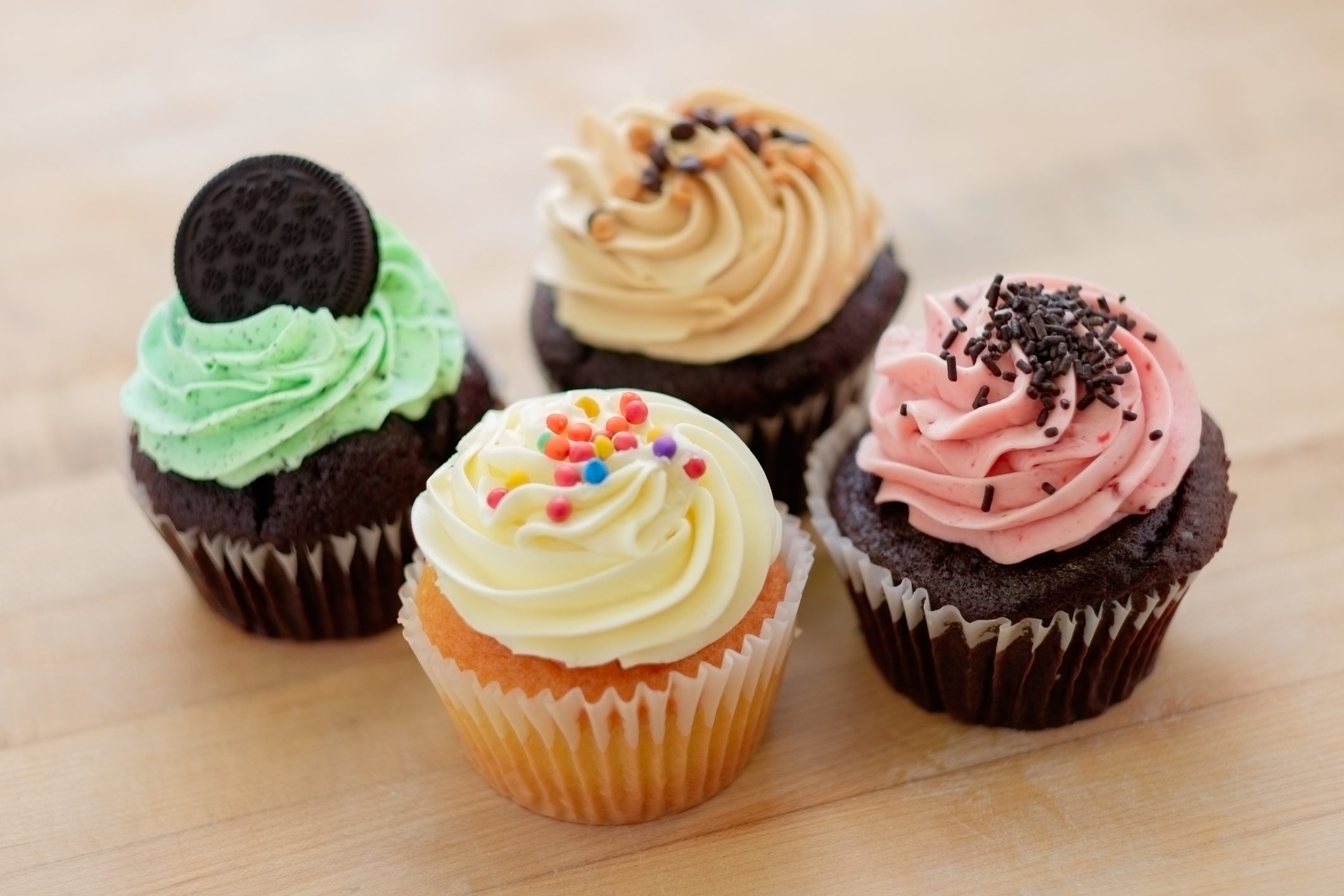 four Gourmet Cupcakes