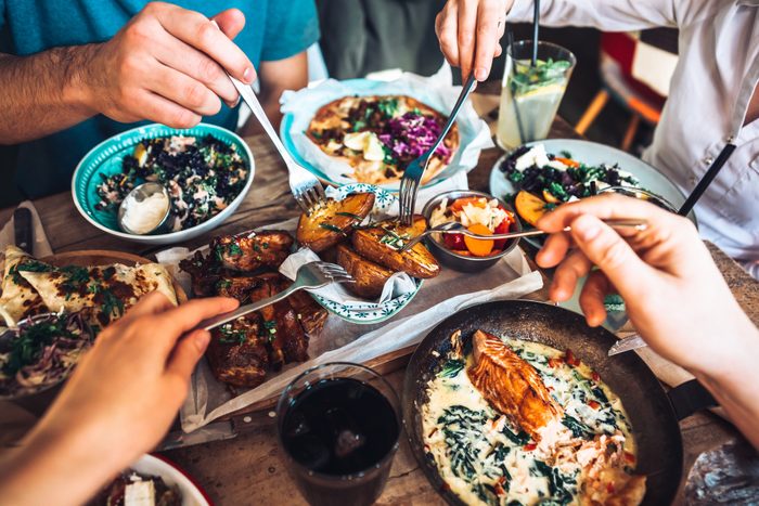 Enjoying lunch with friends