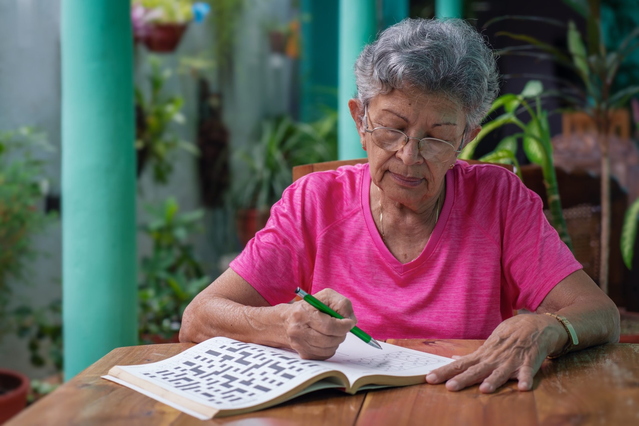 Senior woman exercising mind