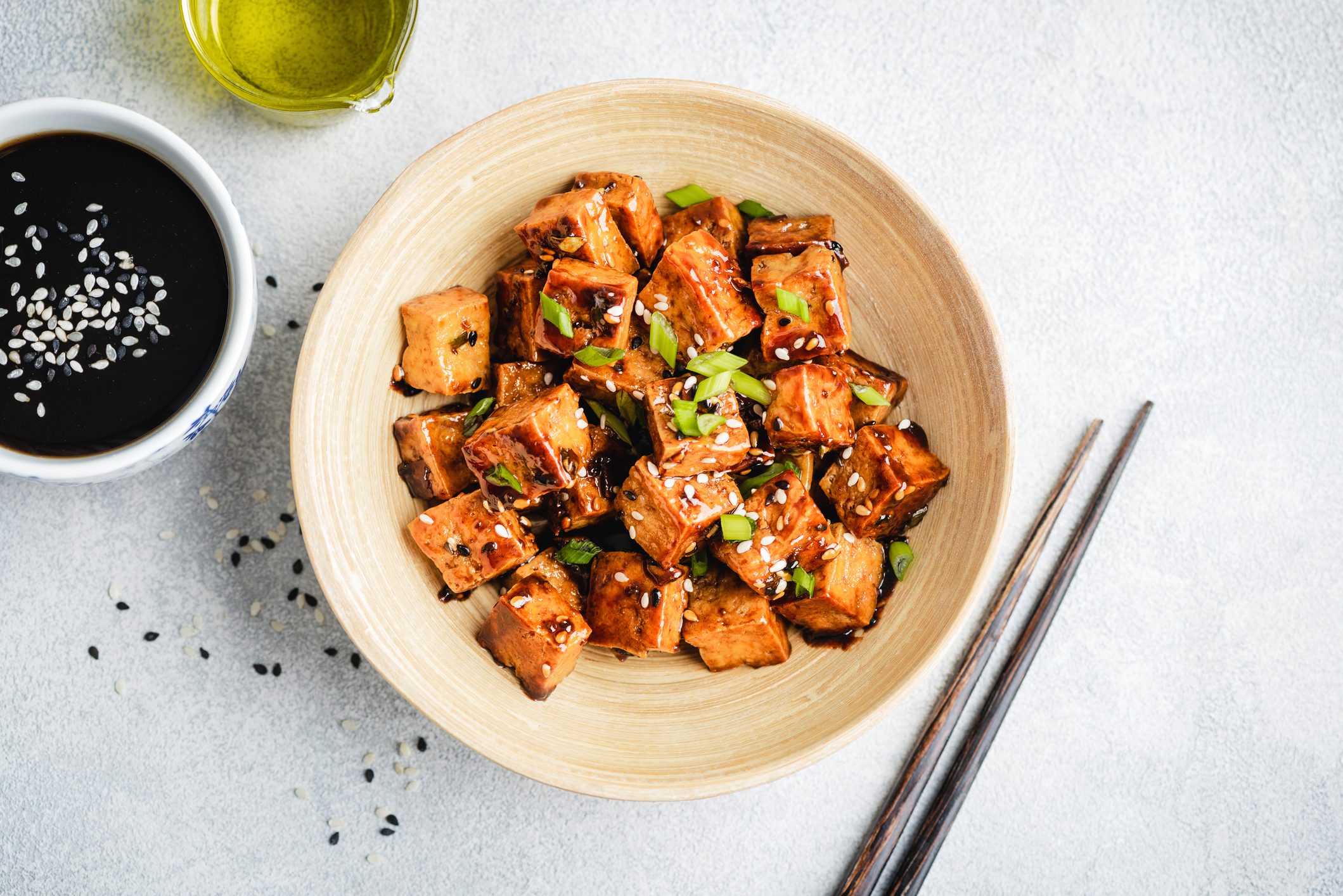 Stir fried marinated tofu