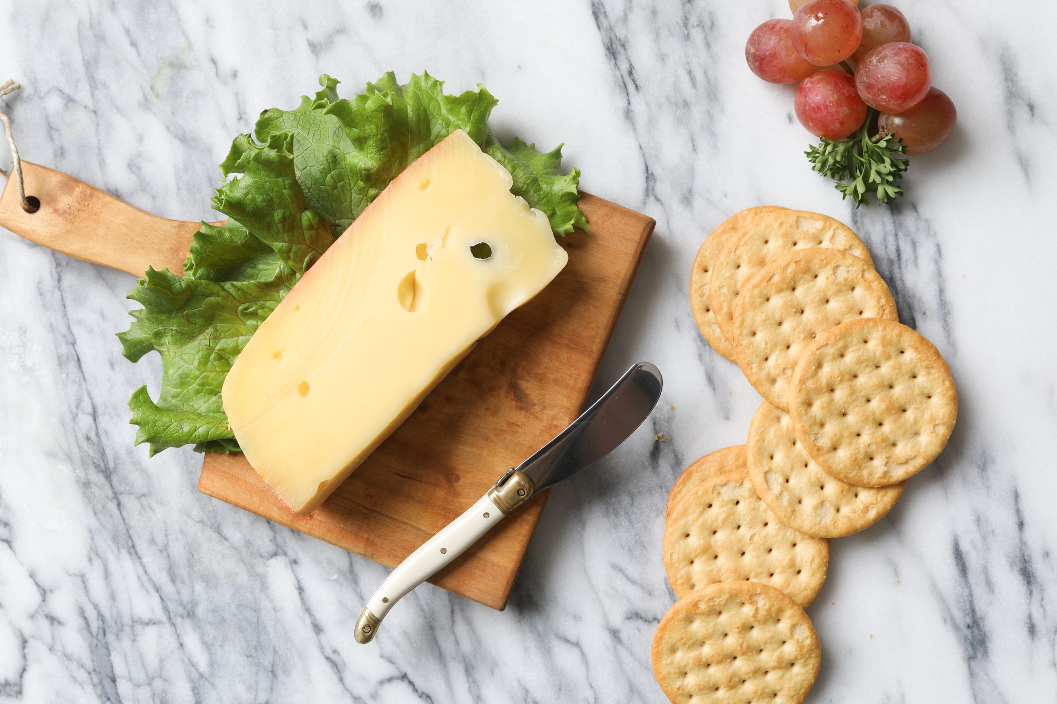 Jarlsberg Cheese Crackers And Grapes