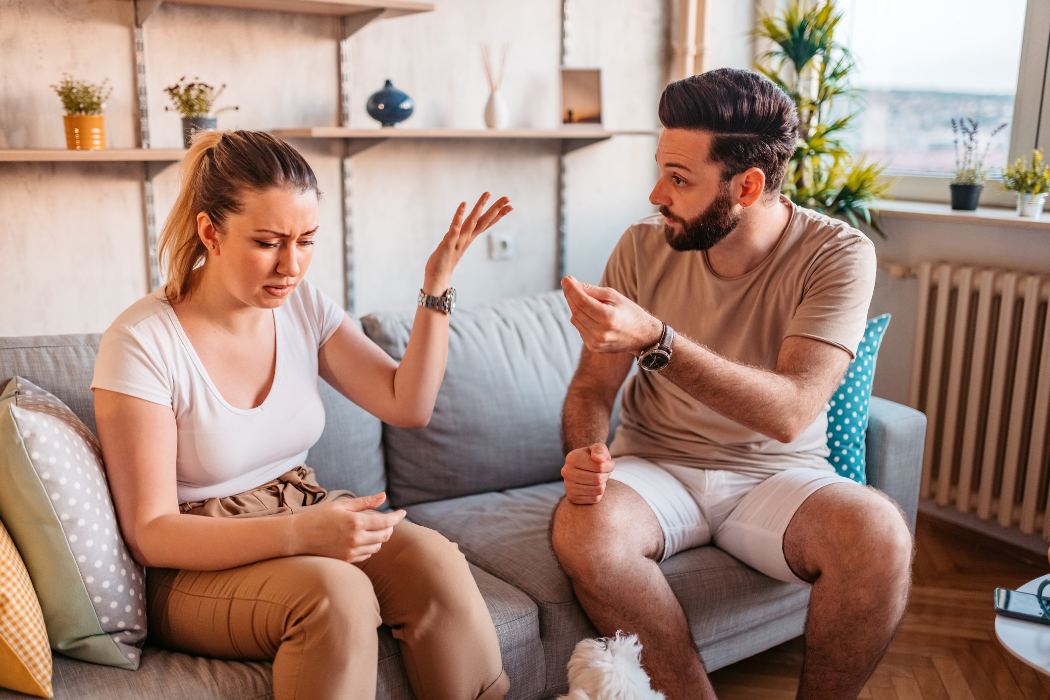 Couple are quarreling at home