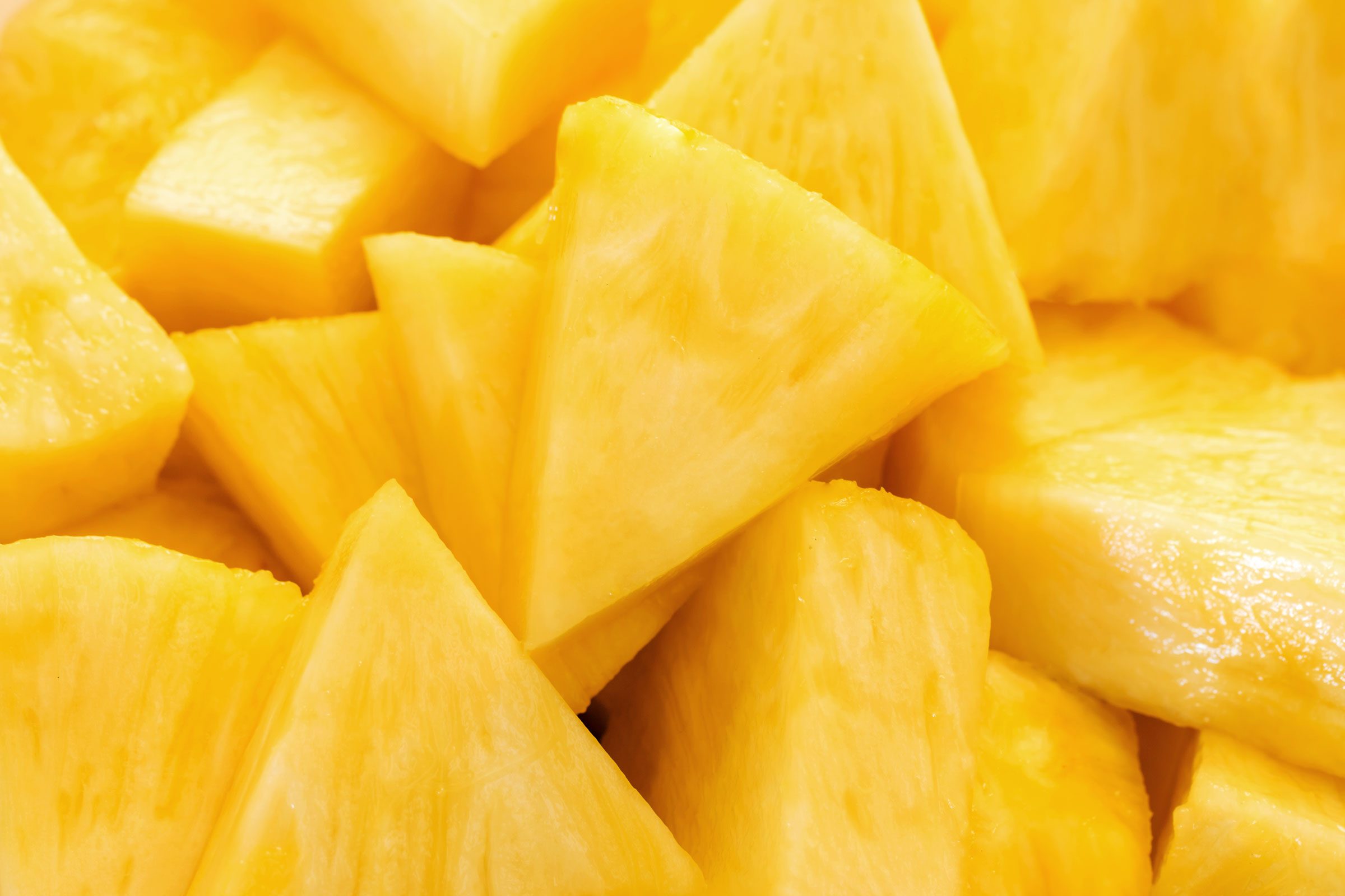 full frame of sliced Pineapple