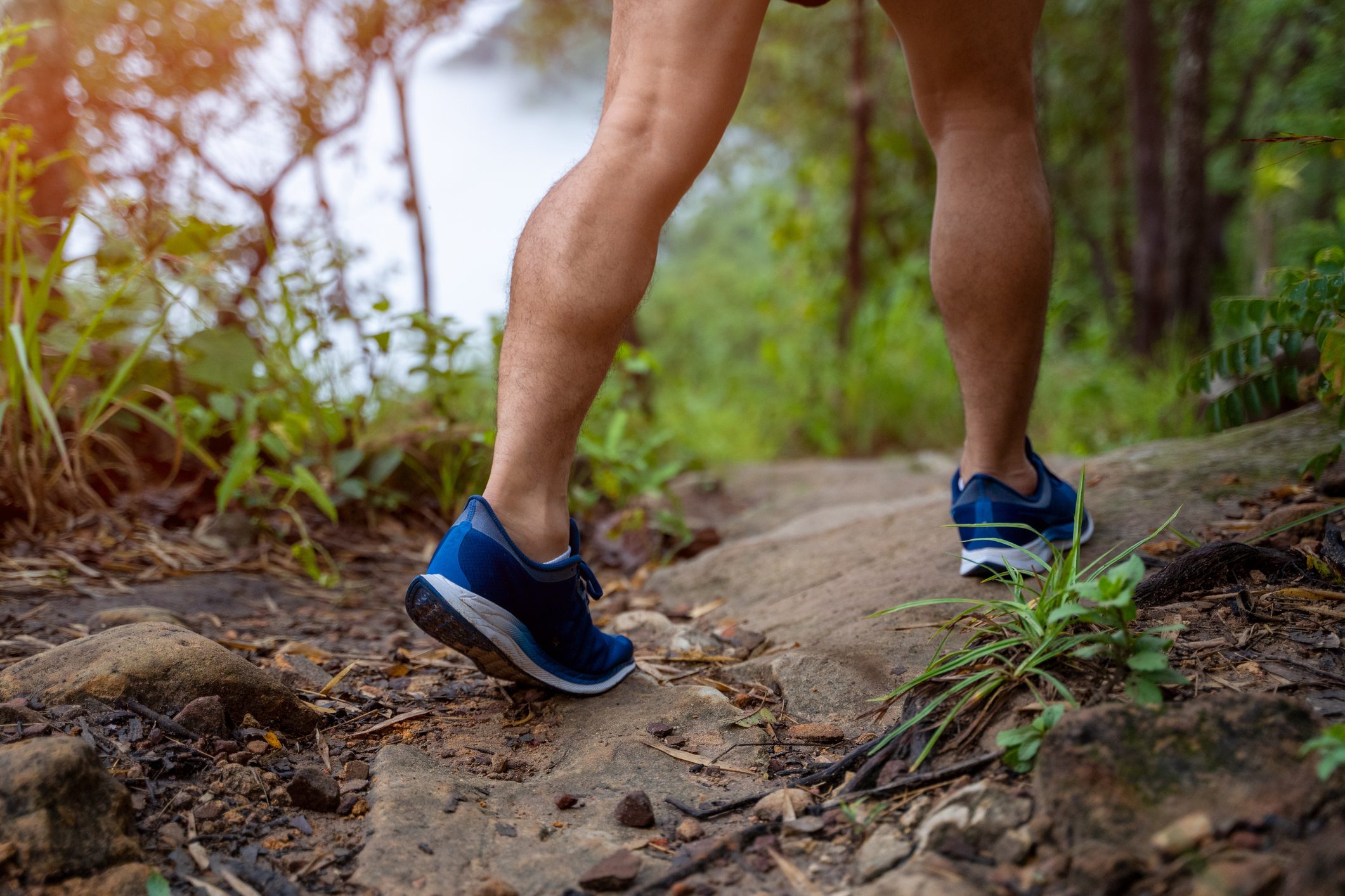 Close-up on running shoes.