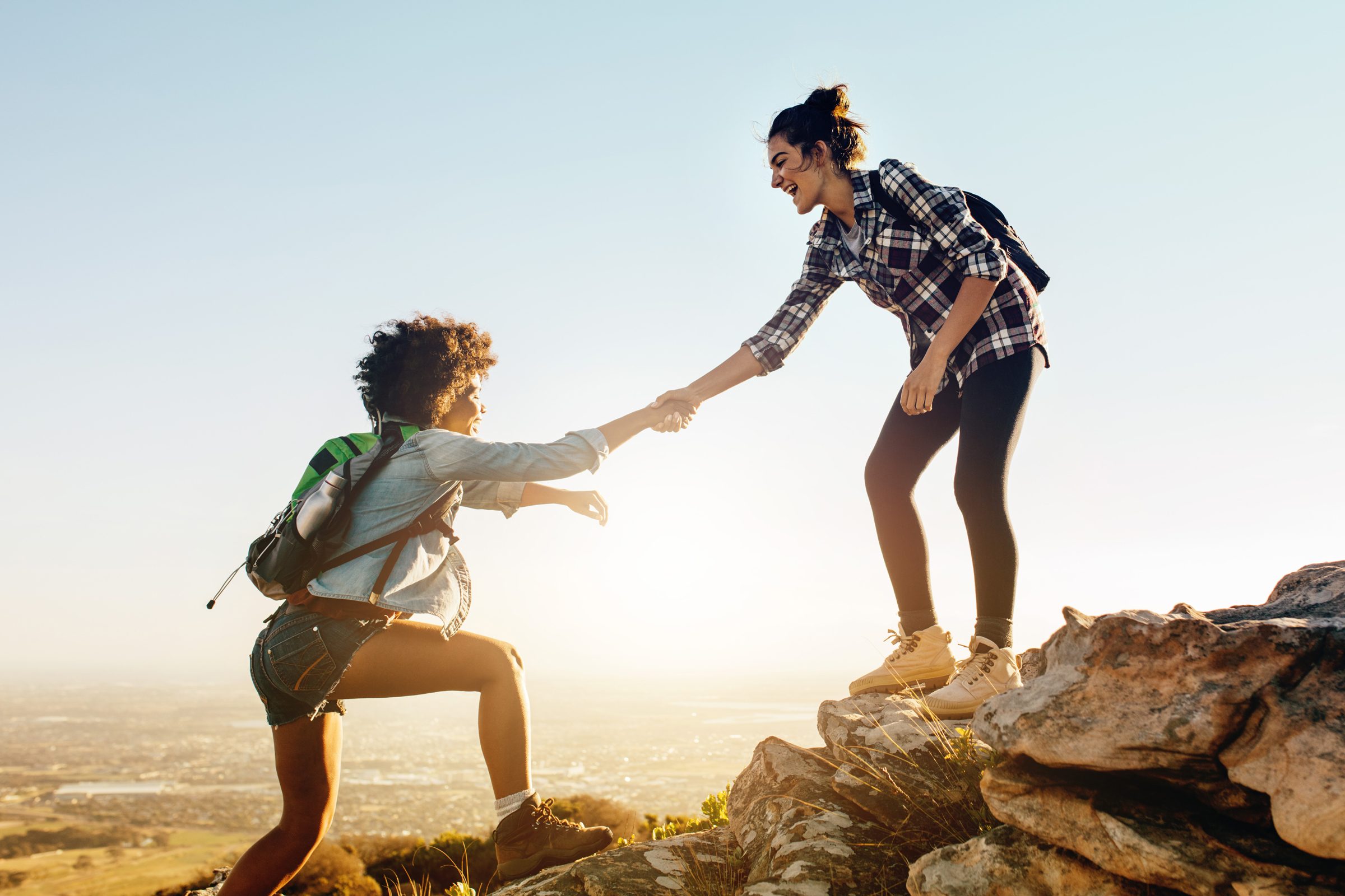 Helping Girlfriend To Climb Mountain