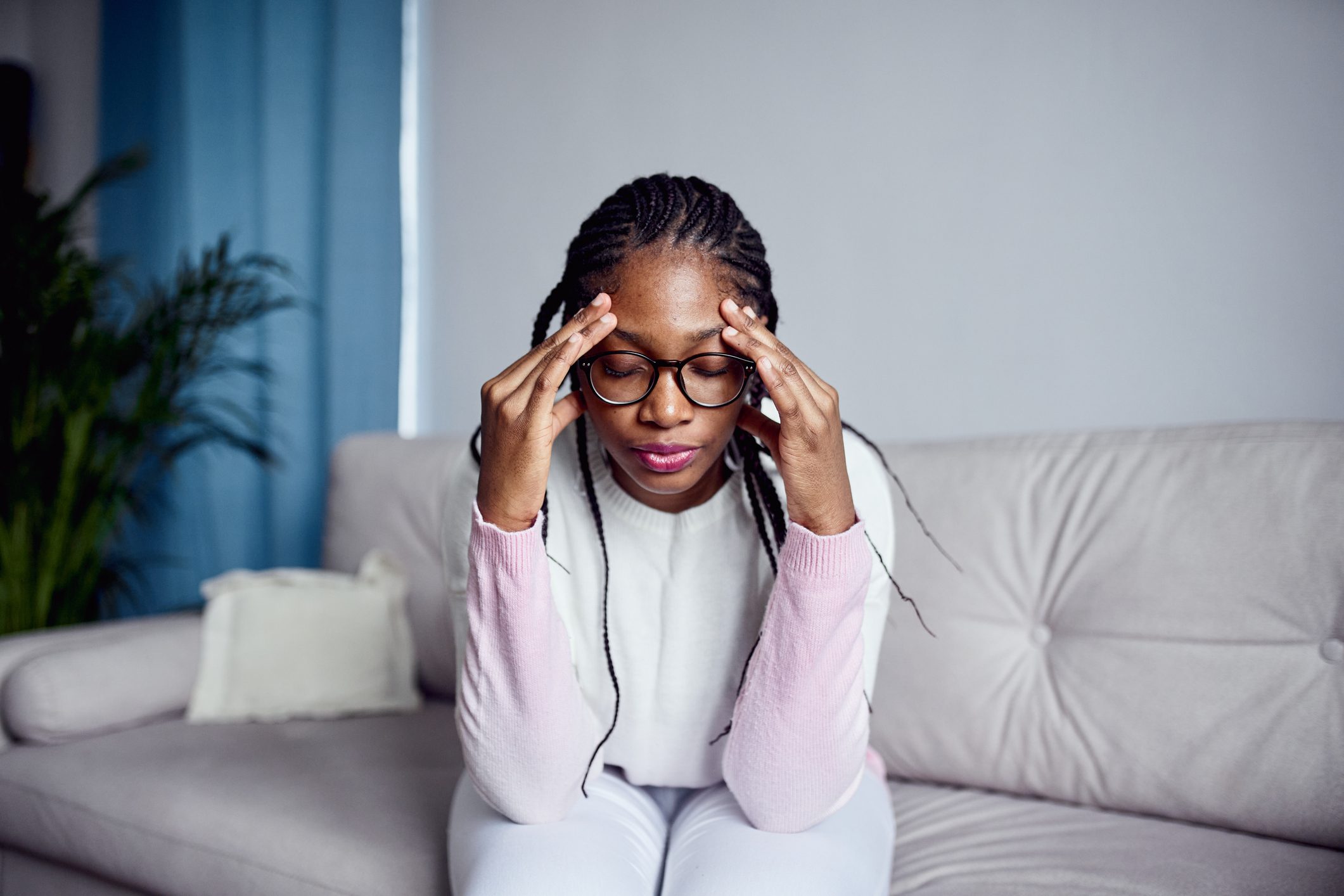 stressed woman after seeing a toxic friend