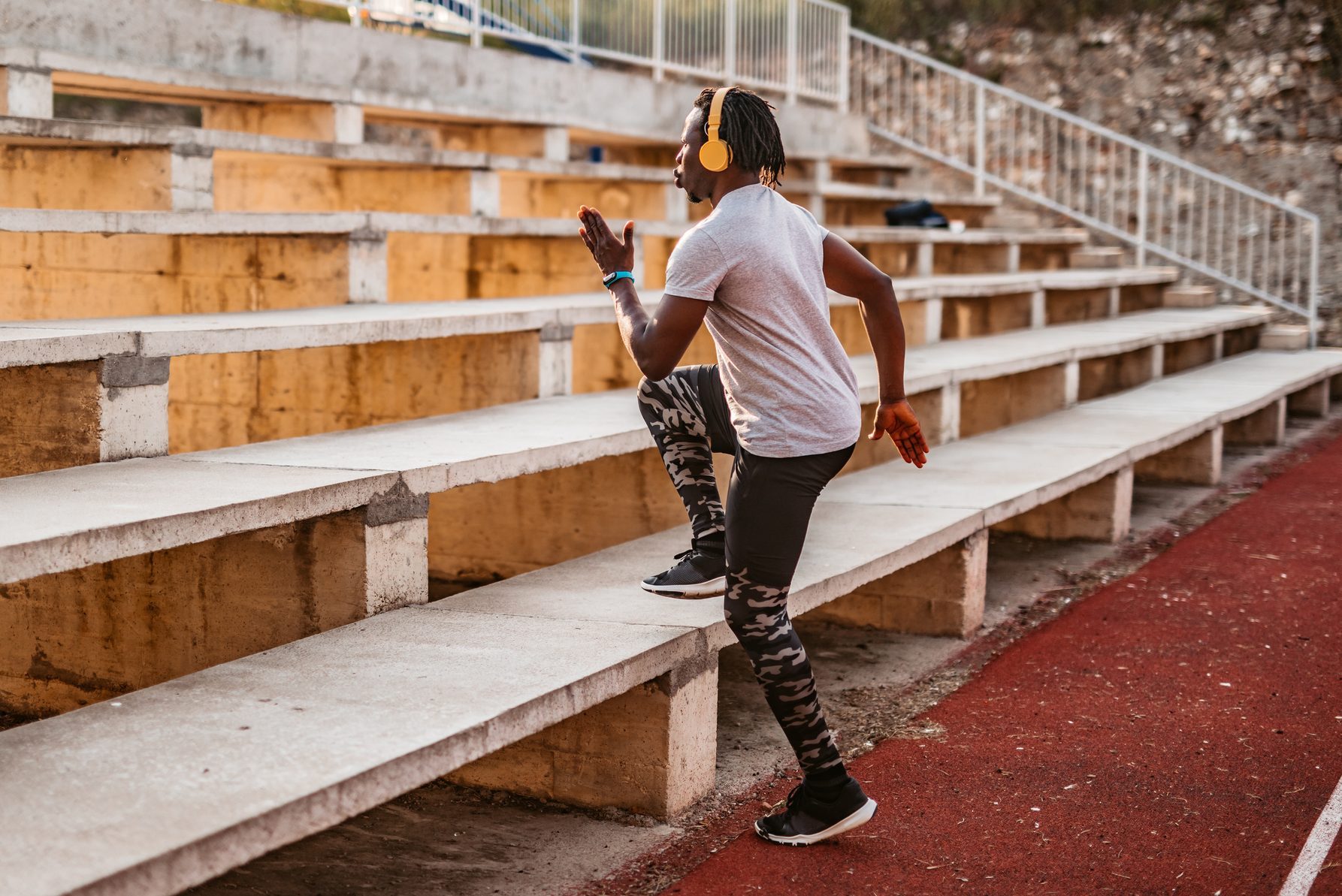 Athlete man doing cardio on basketball court