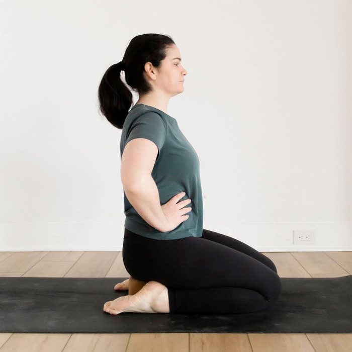 Supported hero’s pose TVA breath