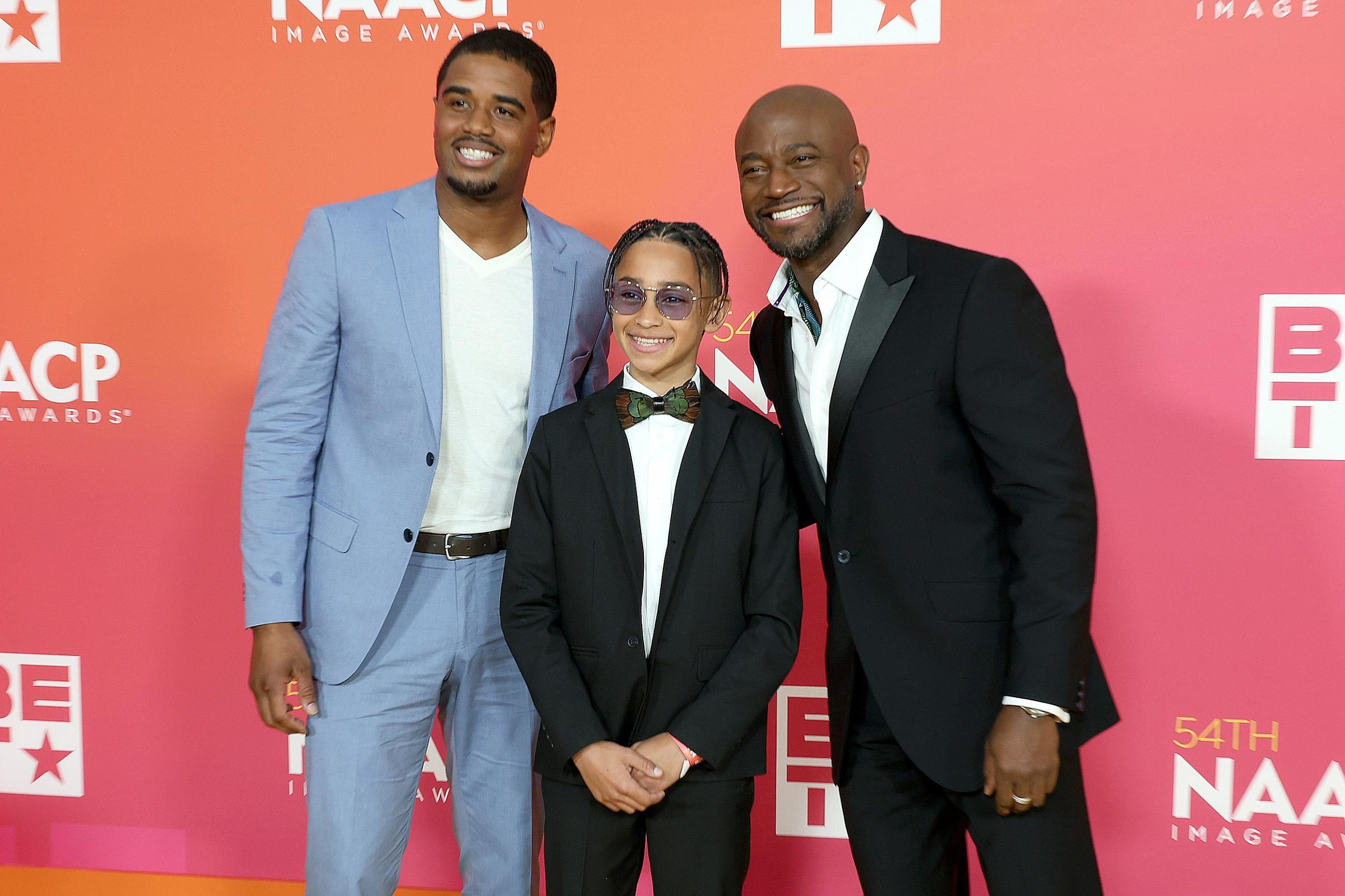 Guest, Walker Nathaniel Diggs, and Taye Diggs attend the 54th NAACP Image Awards at Pasadena Civic Auditorium on February 25, 2023 in Pasadena, California.