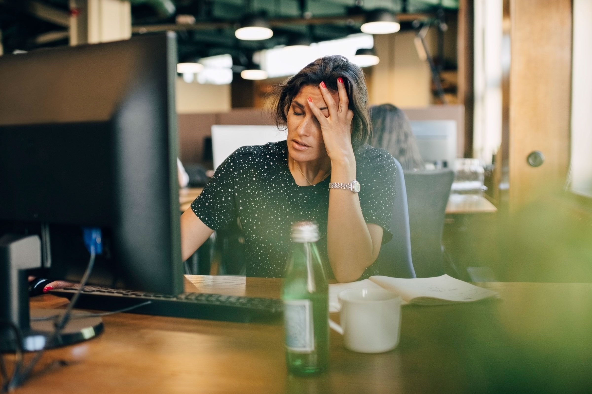 stressed woman at work