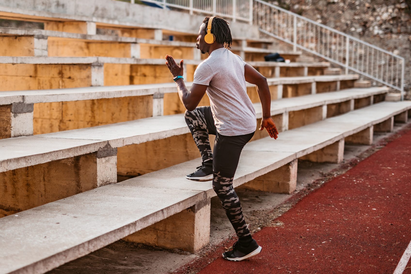 Athlete man doing cardio on basketball court