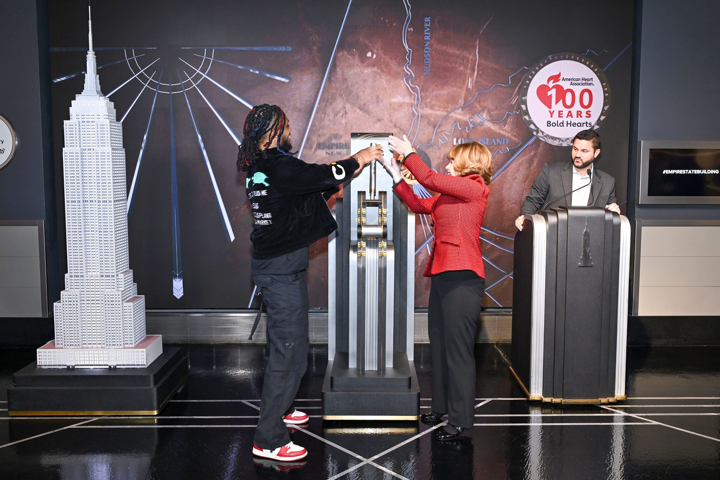 Damar Hamlin Lights the Empire State Building in Honor of American Heart Association Wear Red Day