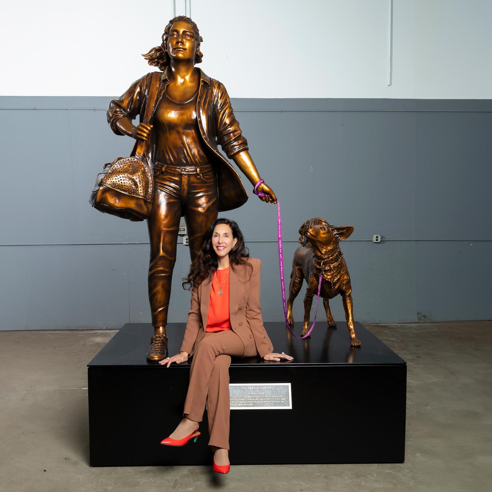 Artist Kristen Visbal with "Courageous Together"